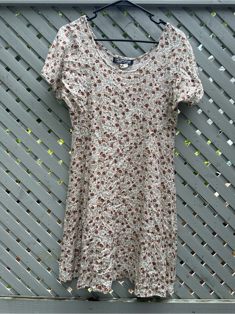 Vintage 90s all that jazz floral mini dress with brown floral print